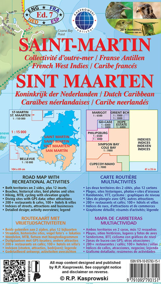 Saint Martin : French Caribbean, Dutch Caribbean : road map with street