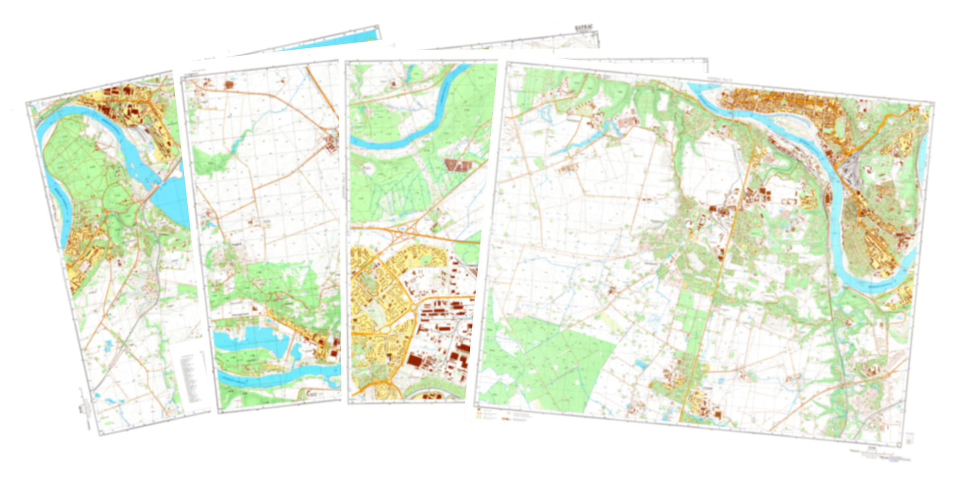 Kaunas (Lithuania) 4-Sheet Map Set - Soviet Military City Plans