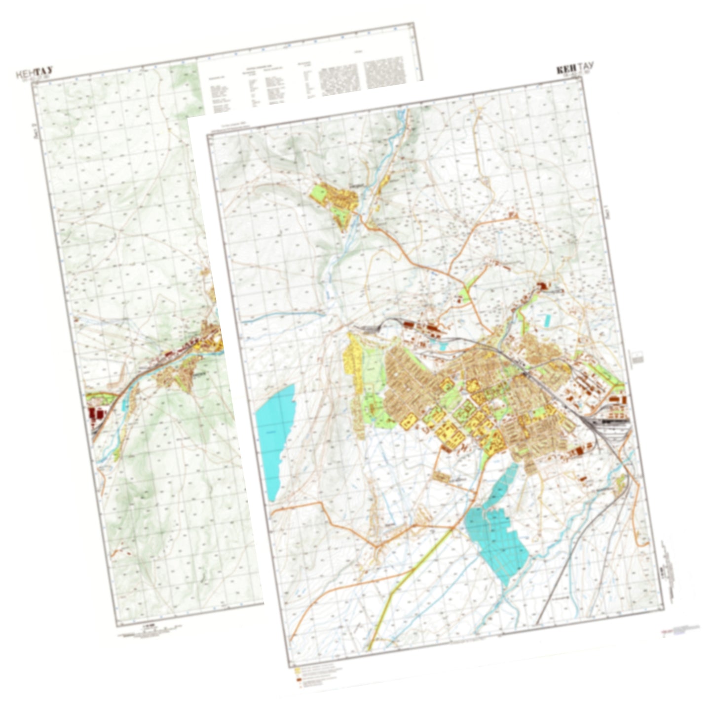 Kentau (Kazakhstan) 2-Sheet Set - Soviet Military City Plans