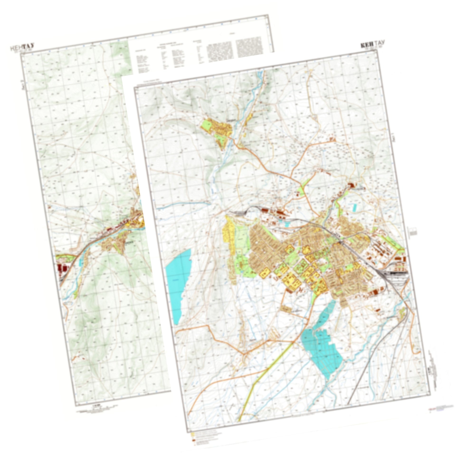 Kentau (Kazakhstan) 2-Sheet Set - Soviet Military City Plans