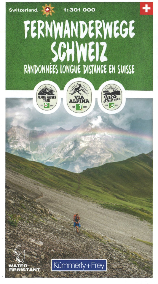 Fernwanderwege Schweiz : Wanderkarte 1:301 000 = Long-distance hikes in Switzerland : hiking map 1:301 000