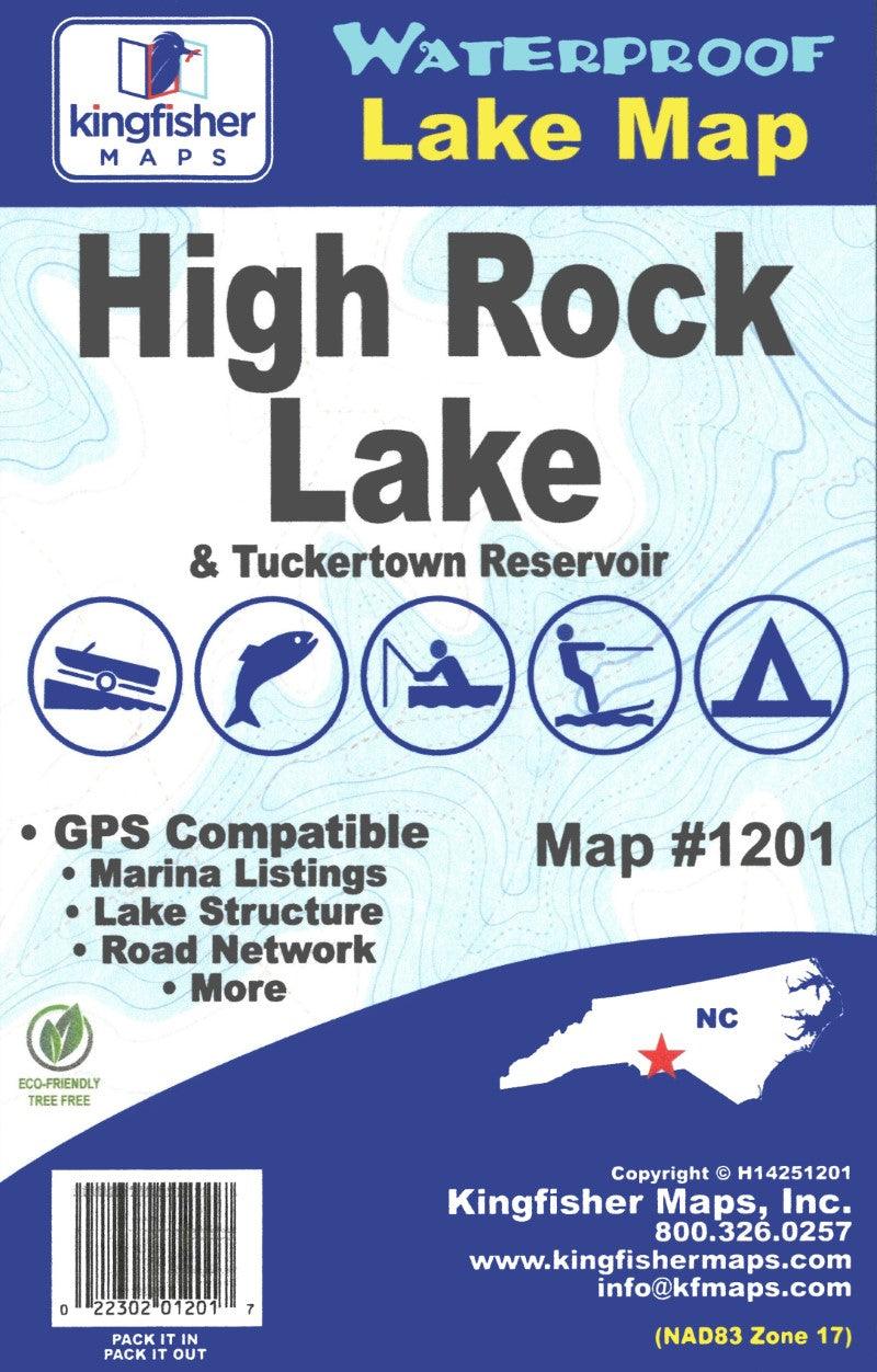 High Rock & Tuckertown Lakes Waterproof Map