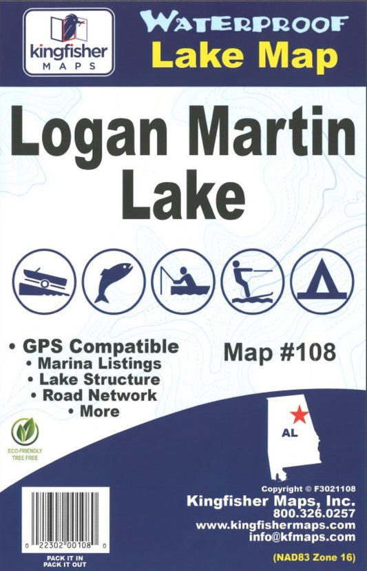 Logan Martin Waterproof Lake Map