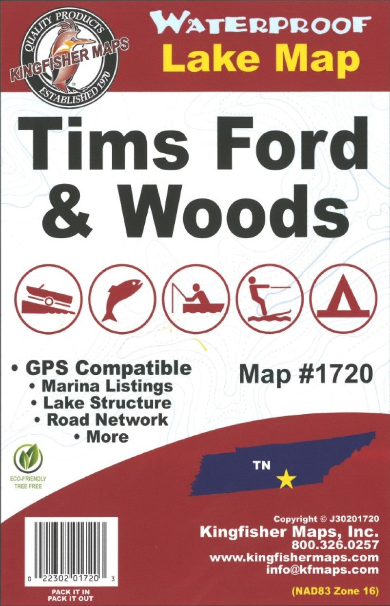 Tims Ford/Woods Lakes, TN Fishing Map