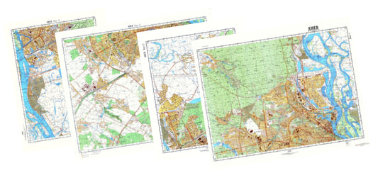 Kiev (Ukraine) 4-Sheet Map Set - Soviet Military City Plans