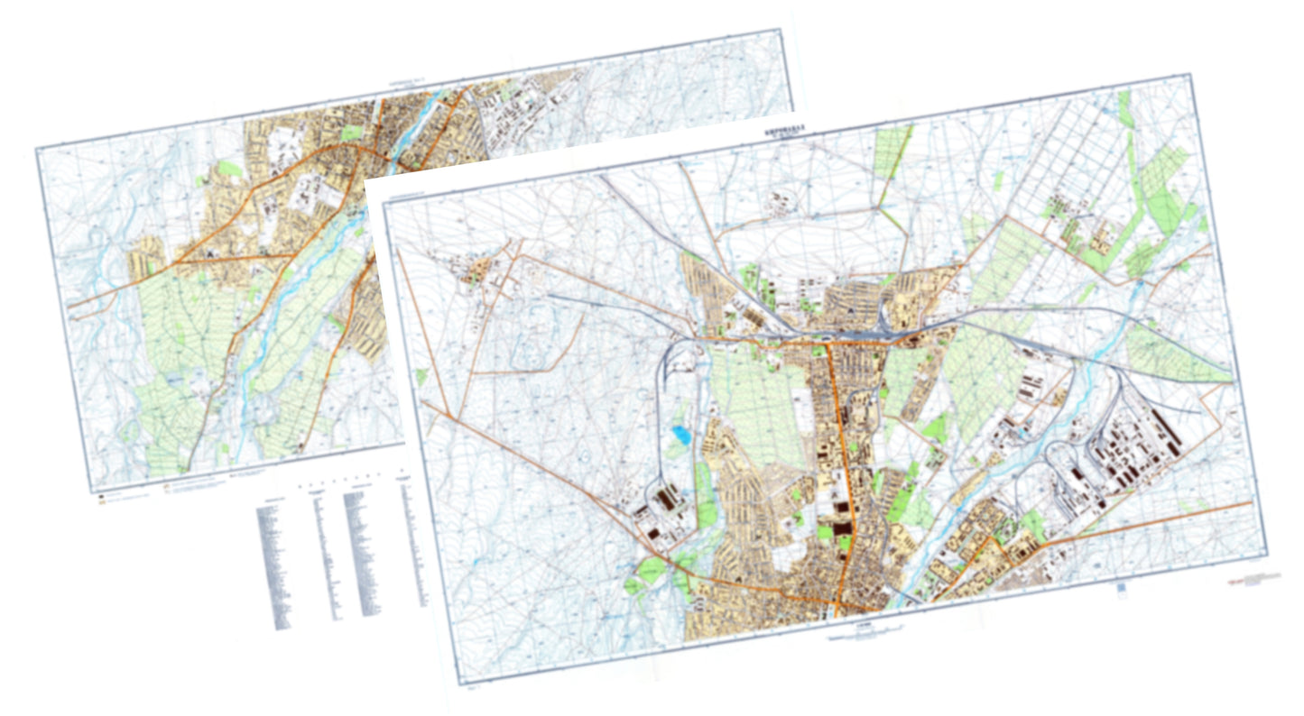 Ganja / Kirovobad (Azerbaijan) 2-Sheet Set - Soviet Military City Plans