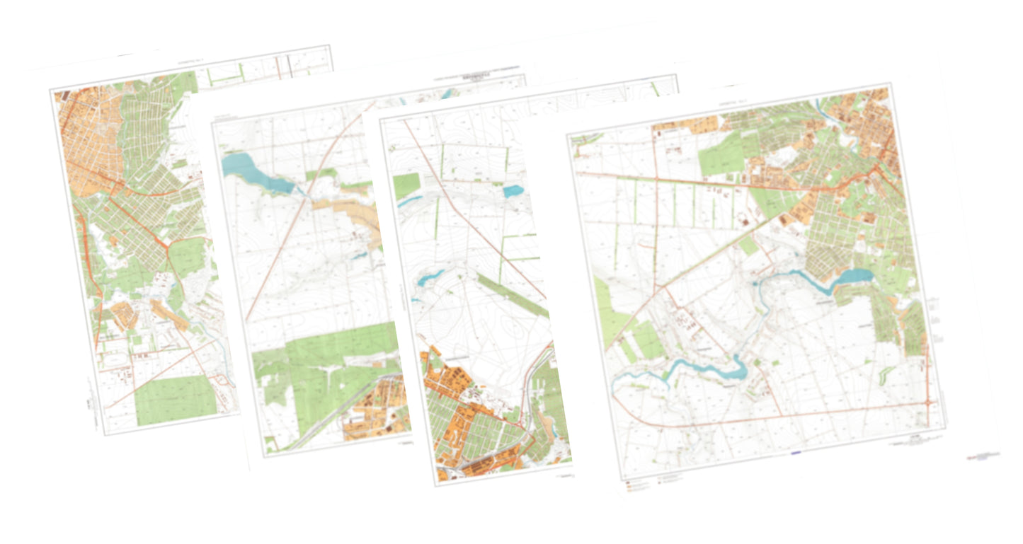 Kirovograd (Ukraine) 4-Sheet Map Set - Soviet Military City Plans