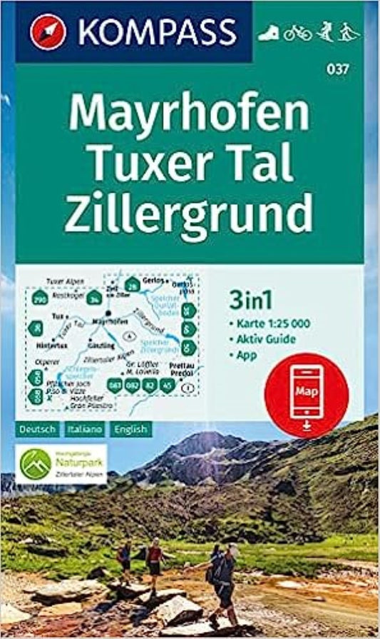 Mayrhofen - Tuxer Tal - Zillergrund Hiking Map