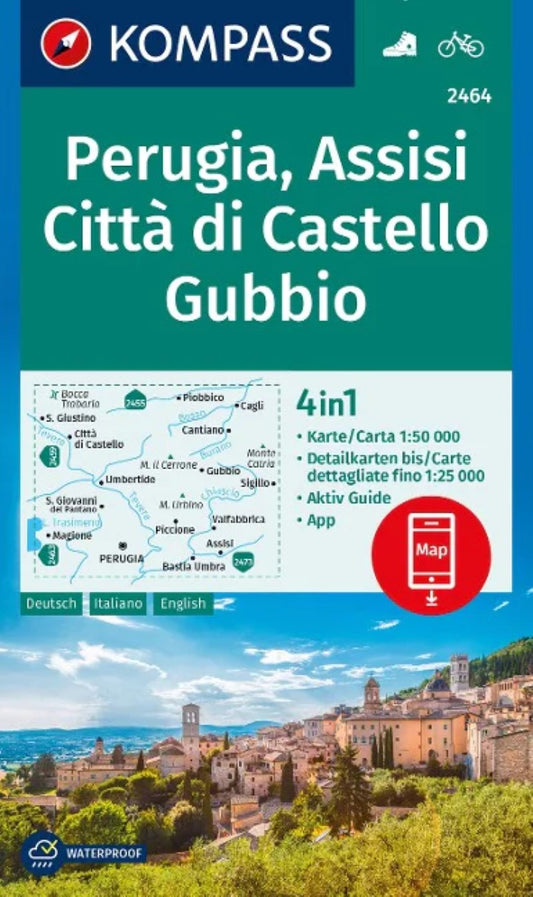 Perugia, Assisi, Citta di Castello Gubbio Hiking Map