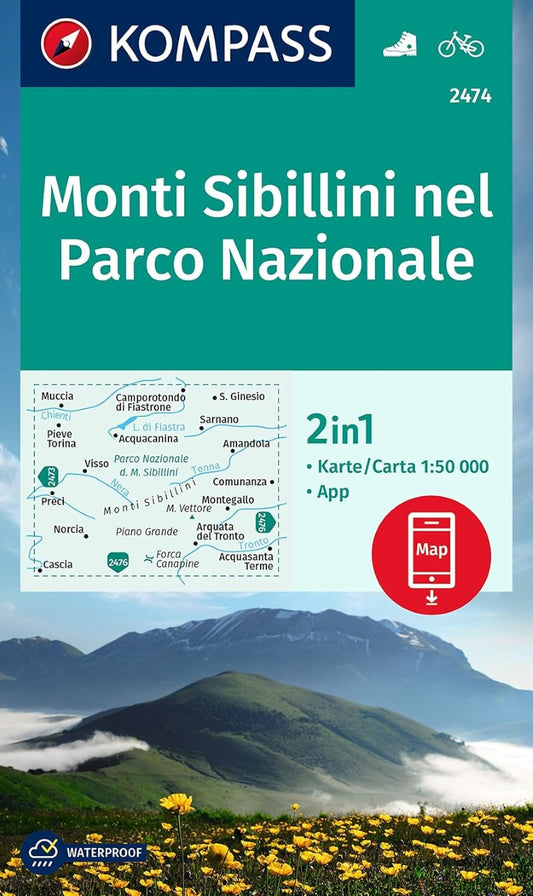 Monti Sibillini - Cascia - Norcia Hiking Map