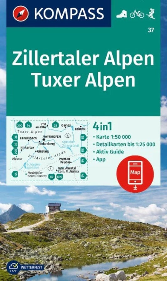 Zillertaler Alpen / Tuxer Alpen Hiking Map