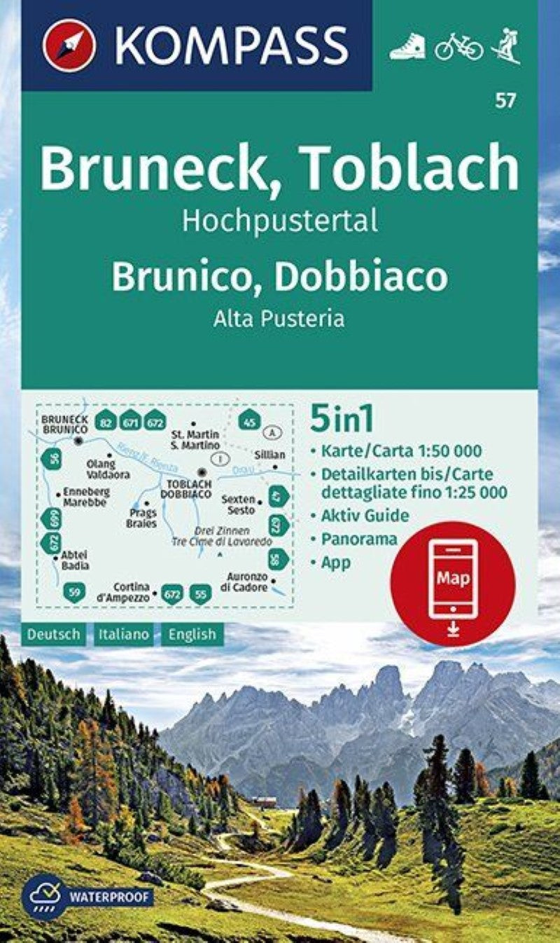 Bruneck/Brunico - Toblach/Dobbiaco Hiking Map