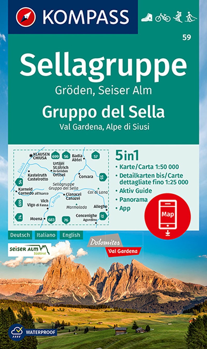 Sellagruppe, Gröden, Seiser Alm = Gruppo del Sella, Val Gardena, Alpe di Siusi