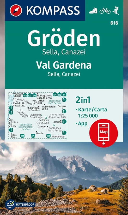 Gröden / Val Gardena - Sella - Canaze Hiking Map