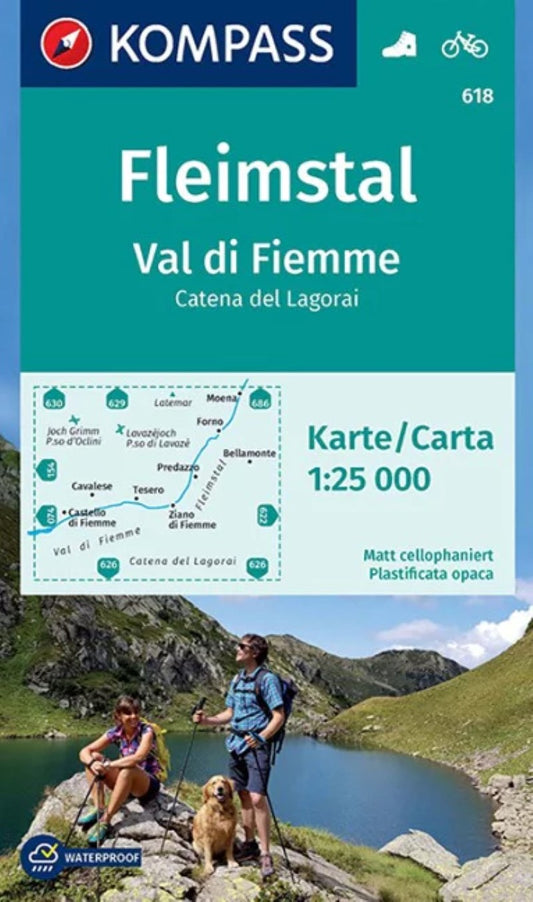 Fleimstal, Val di Fiemme, Catena dei Lagorai (Kompass Map #618)