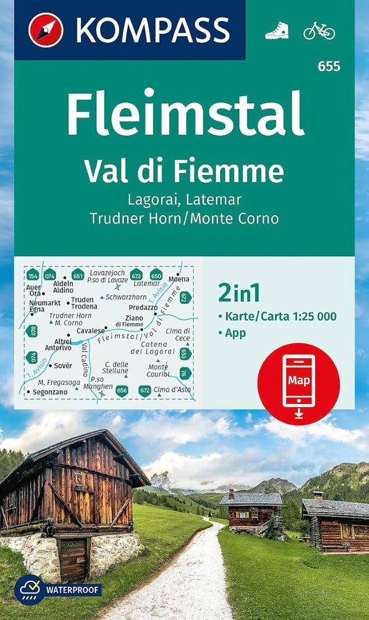 Fleimstal, Val di Fiemme, Catena dei Lagorai (Kompass Hiking Map #618)