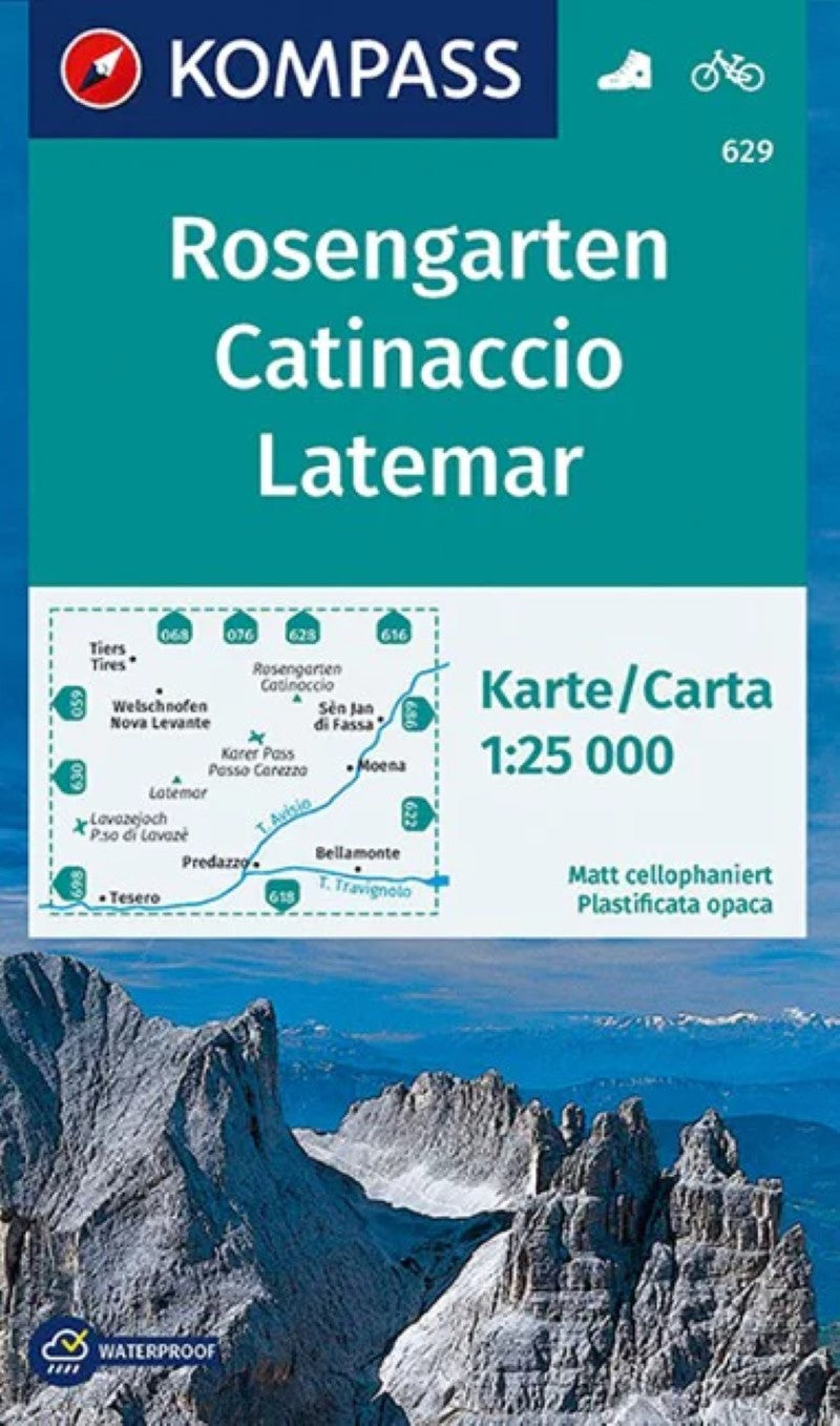 Rosengarten, Catinaccio, Latemar (Kompass Map #629)