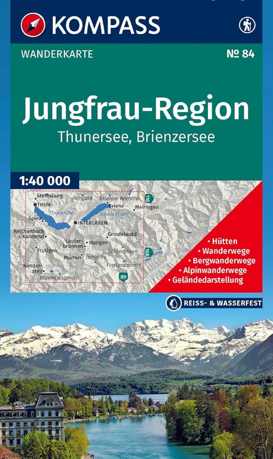 Jungfrau Region / Thunersee Brienzersee, Switzerland Hiking Map