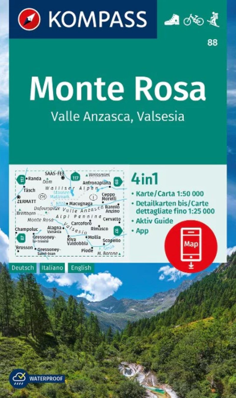 Monte Rosa hiking map (Kompass 88)