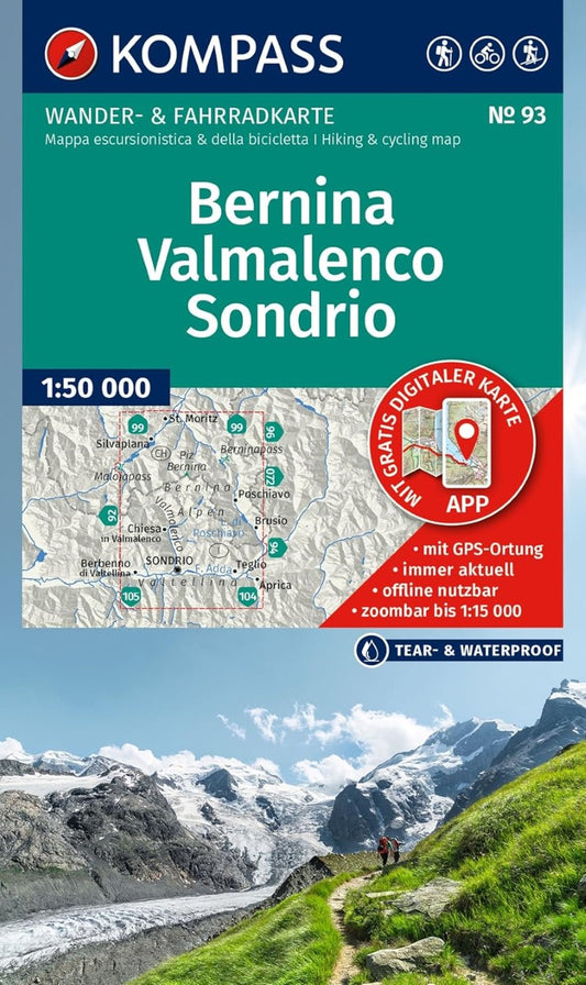 Bernina / Valmalenco / Sondrio Hiking and Cycling Map