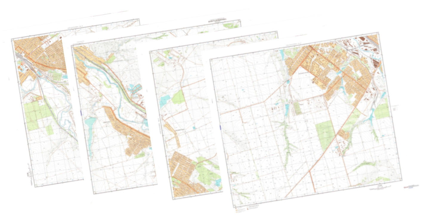 Konstantinovka (Ukraine) 4-Sheet Map Set - Soviet Military City Plans