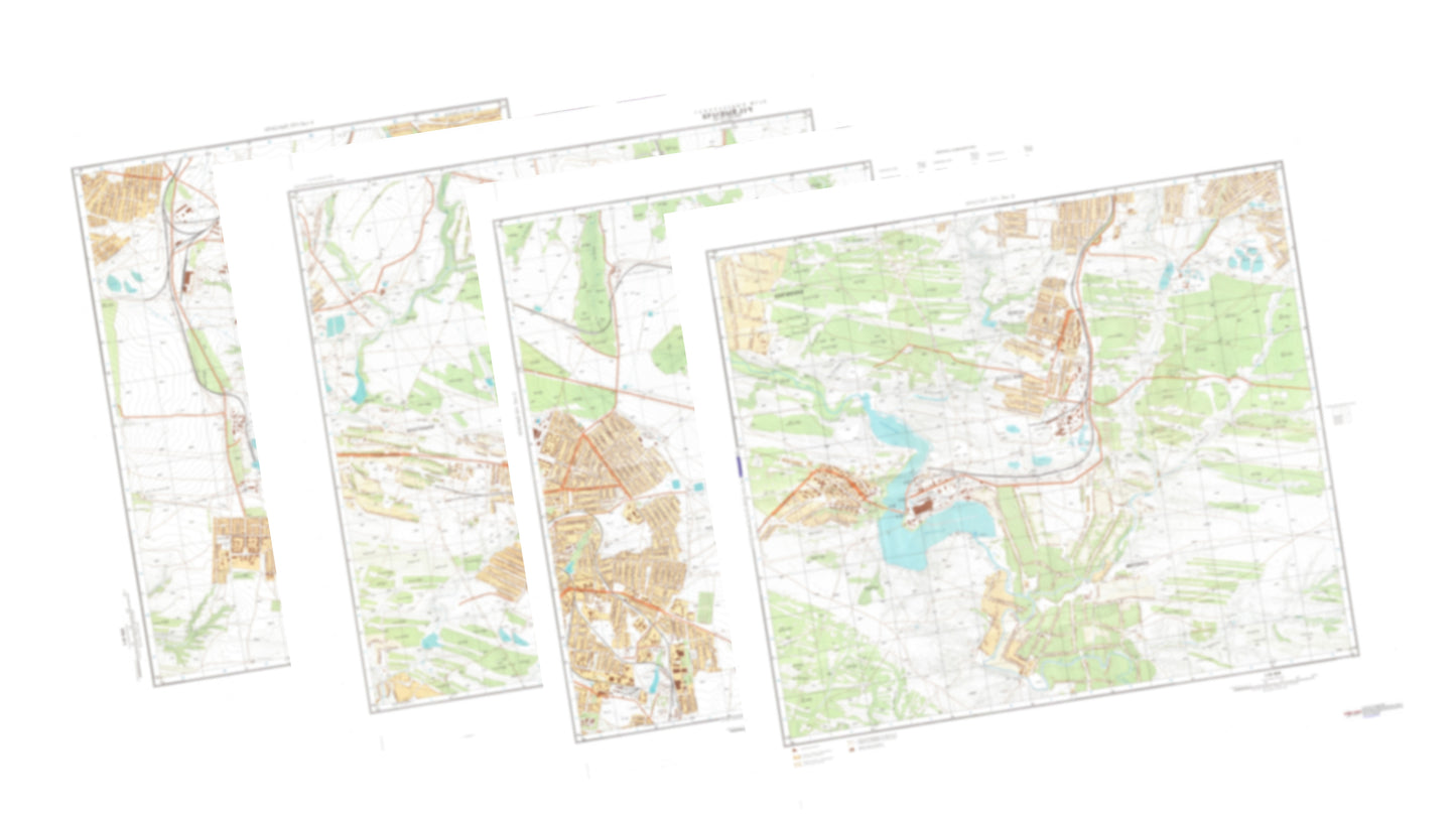 Krasnyi Luch (Ukraine) 4-Sheet Map Set - Soviet Military City Plans