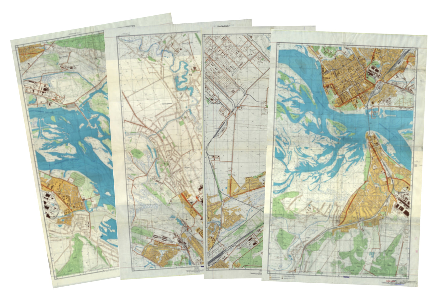 Kremenchug (Ukraine) 4-Sheet Map Set - Soviet Military City Plans