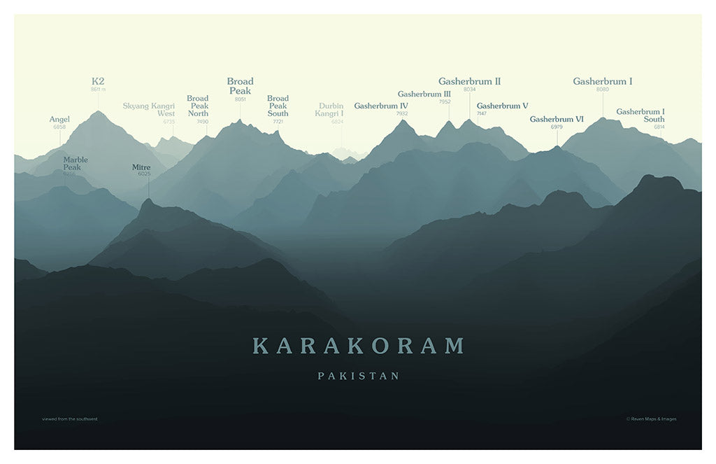 Karakoram Peakscapes Elevation Panorama