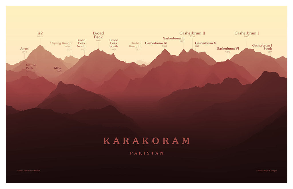 Karakoram Peakscapes Elevation Panorama
