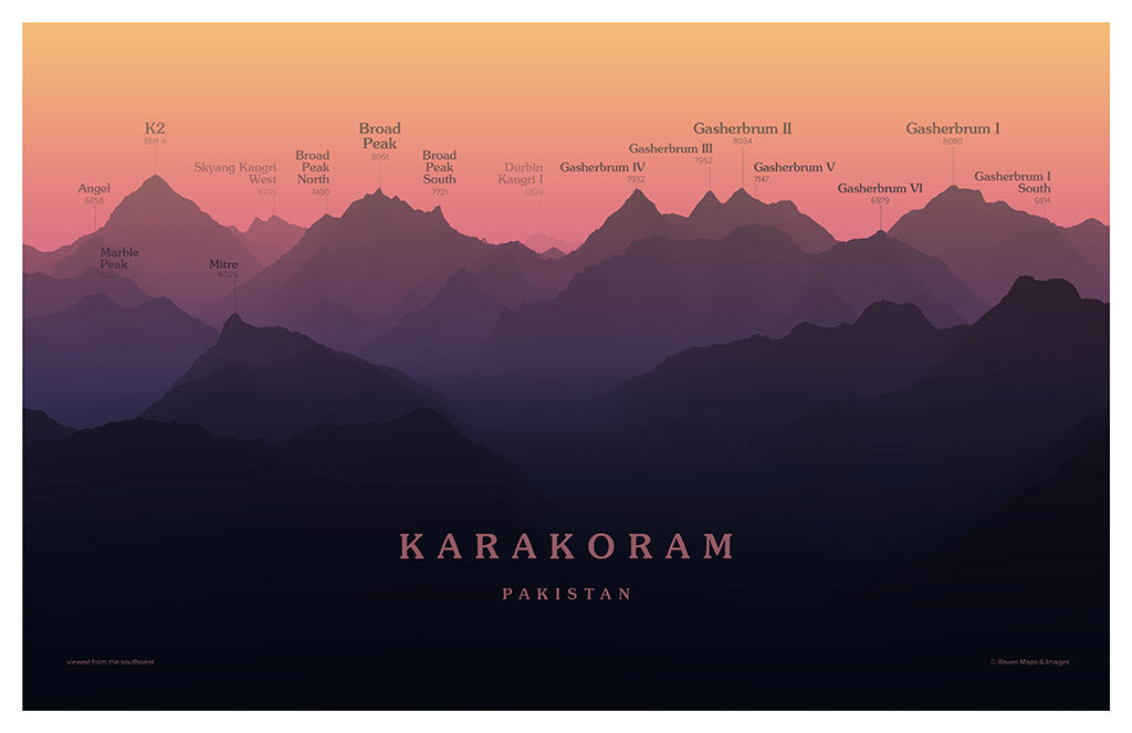 Karakoram Peakscapes Elevation Panorama