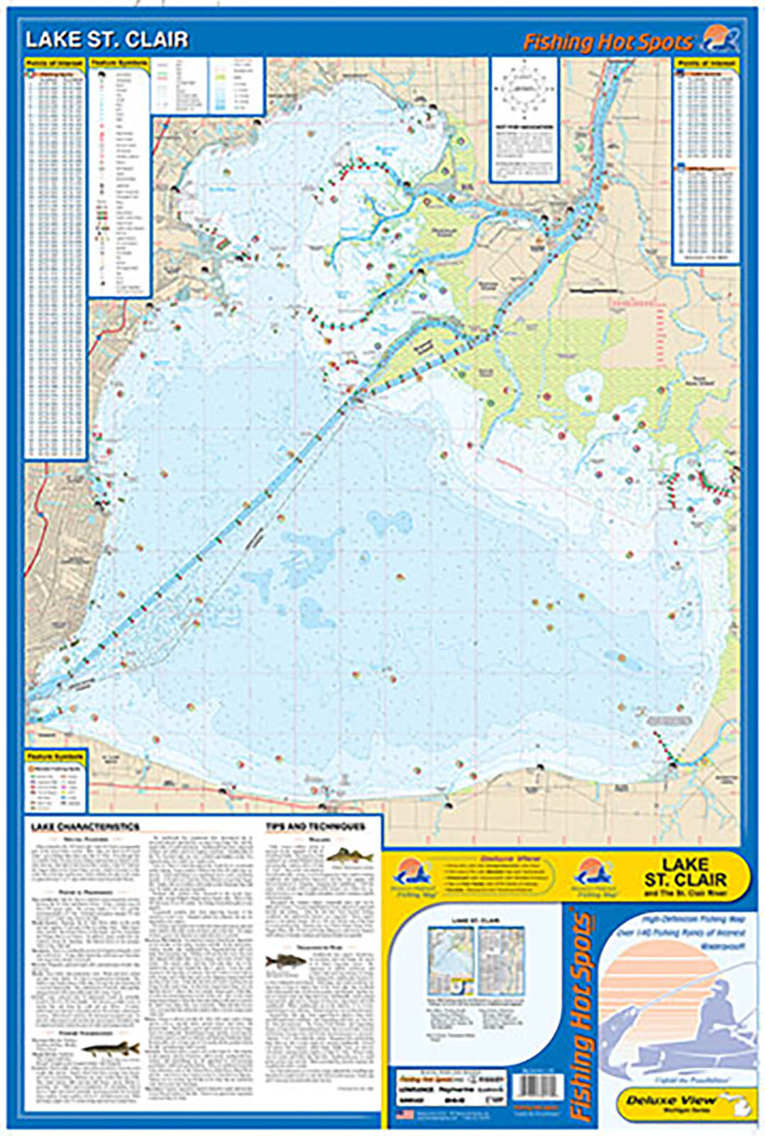 L130 - Lake St. Clair/St. Clair River Fishing Wall Map (MI/ONT ...