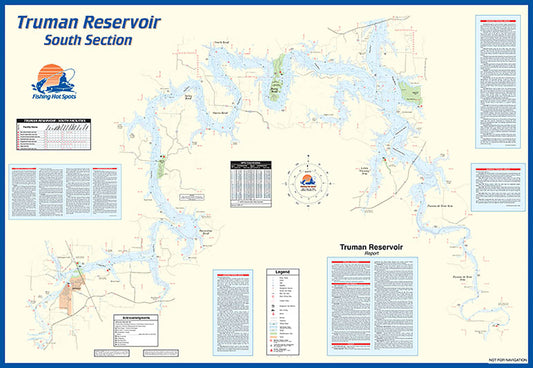 L164 - Truman Reservoir-South (South of Hwy 7) Fishing Wall Map