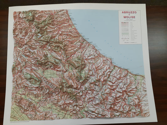 Abruzzo and Molise, Italy, Raised Relief Map