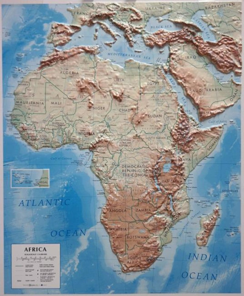 Raised relief map of Africa