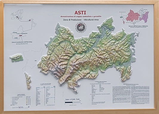 Asti Wine Raised Relief Map
