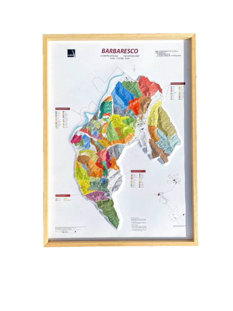 Barbaresco Wine Raised Relief Map