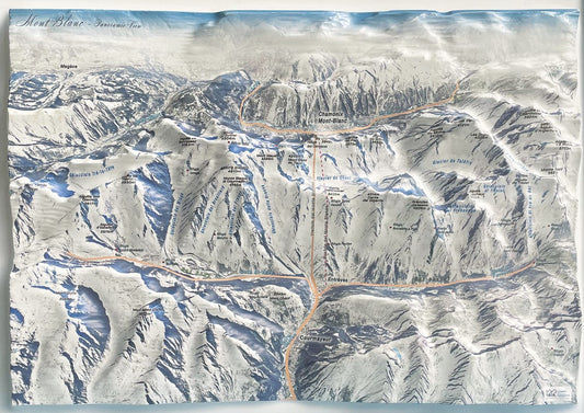 Mont Blanc (Monte Bianco) Panoramic Raised Relief Map