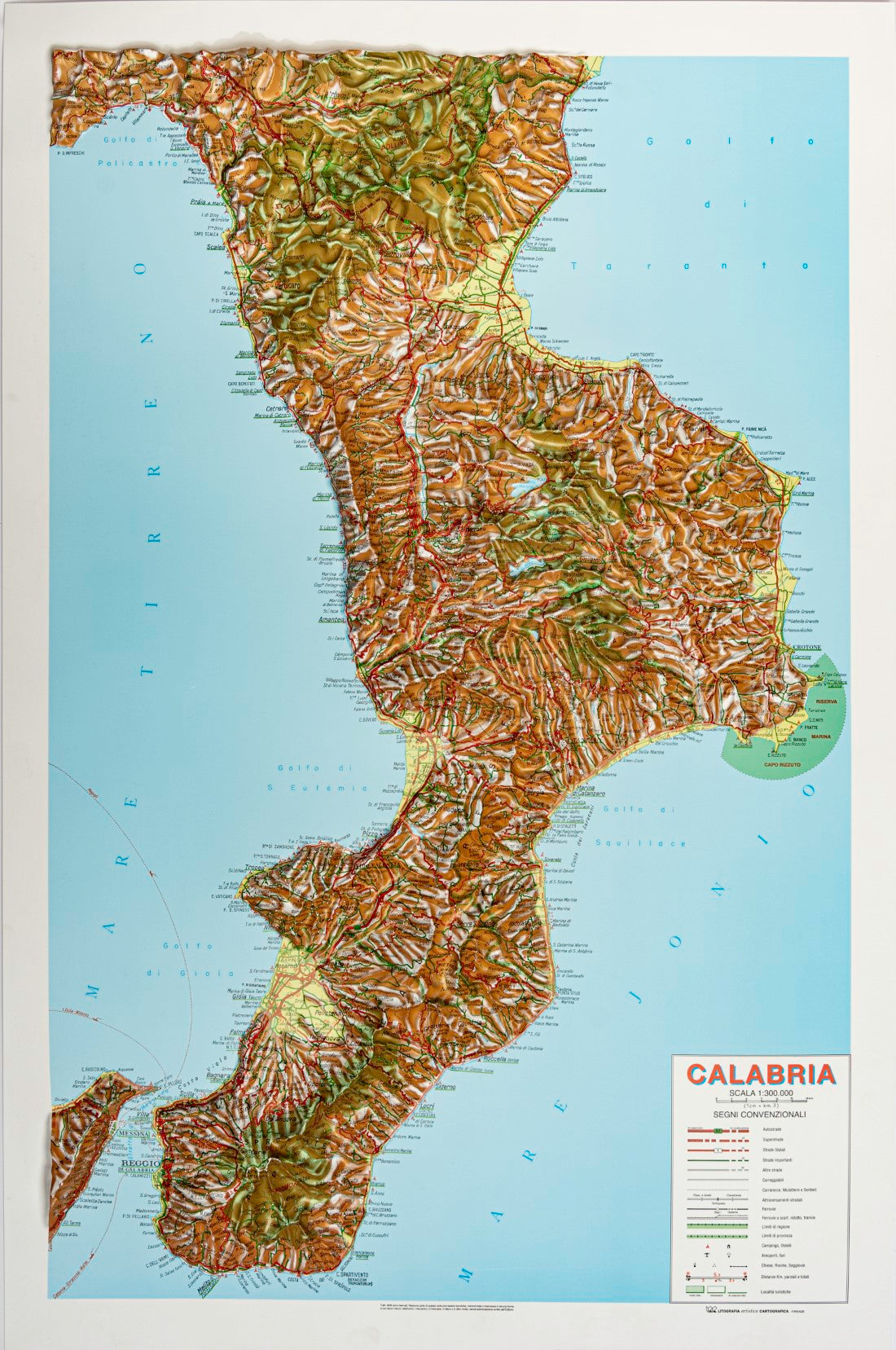 Calabria raised relief map