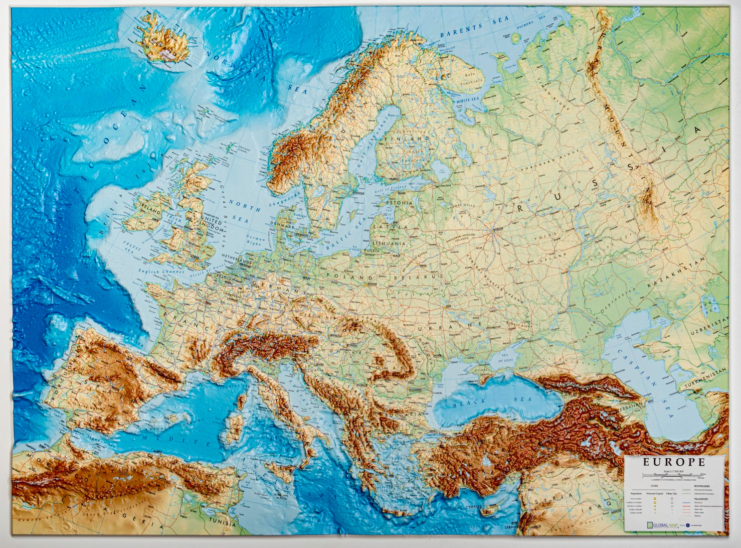EUROPE 1: 7,000,000 RELIEF MAP