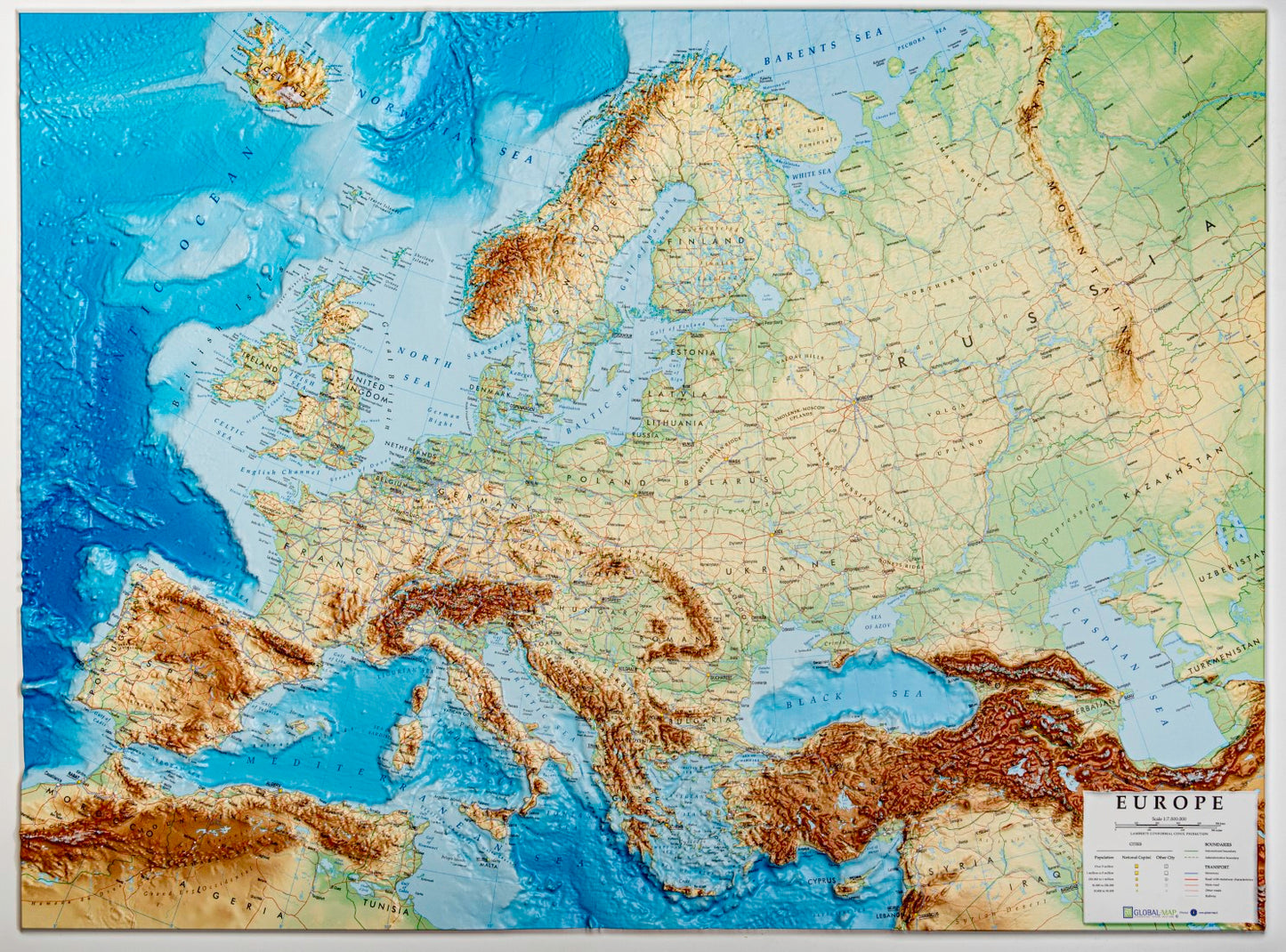 EUROPE 1: 7,000,000 RELIEF MAP