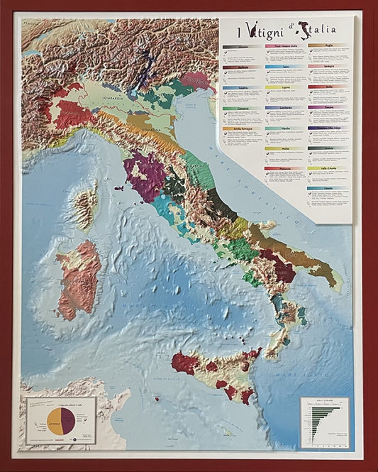 Italian Grape Varieties Raised Relief Map
