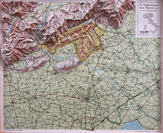 Prosecco Wine Raised Relief Map