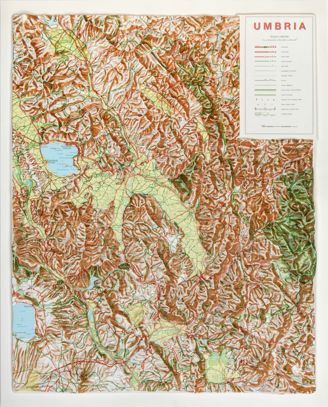 Umbria raised relief map