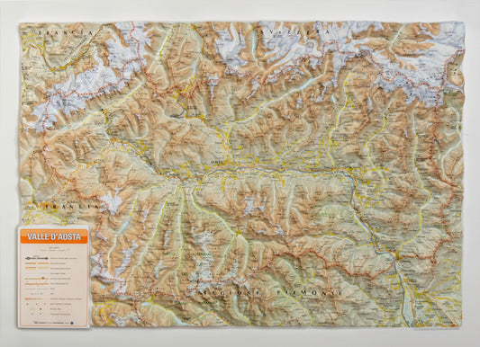 Valle D'Aosta, Italy, Raised Relief Map