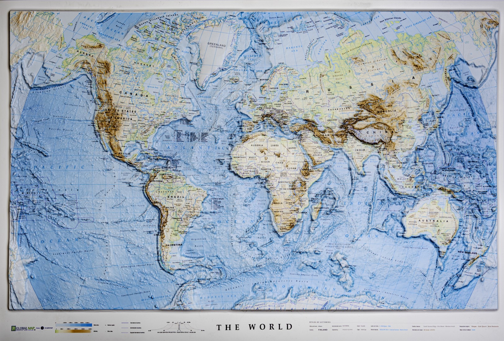 World Ocean Floor Raised Relief Map