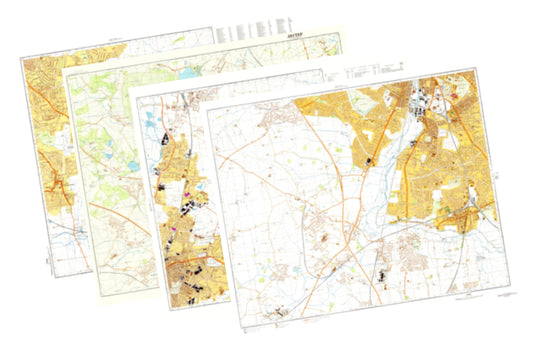 Leicester (UK) 4-Sheet Map Set - Soviet Military City Plans