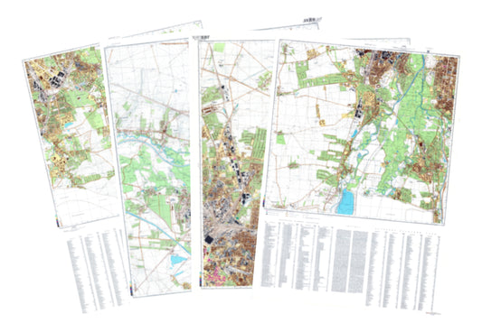 Leipzig (Germany) 4-Sheet Map Set - Soviet Military City Plans