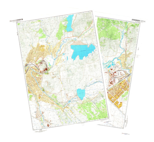 Leninogorsk (Kazakhstan) 2-Sheet Set - Soviet Military City Plans