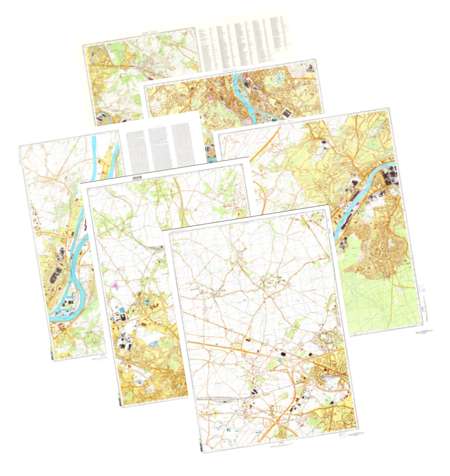 Liege (Belgium) 6-Sheet Map Set - Soviet Military City Plans