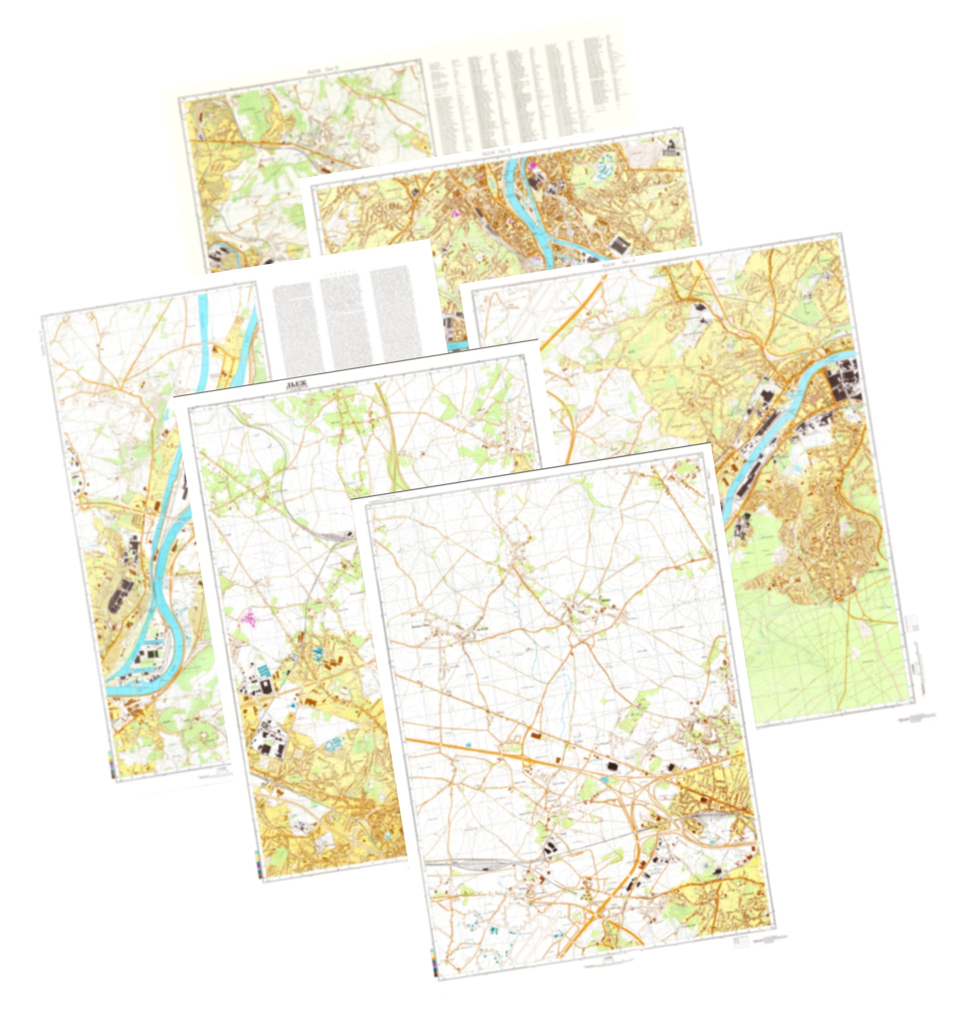 Liege (Belgium) 6-Sheet Map Set - Soviet Military City Plans